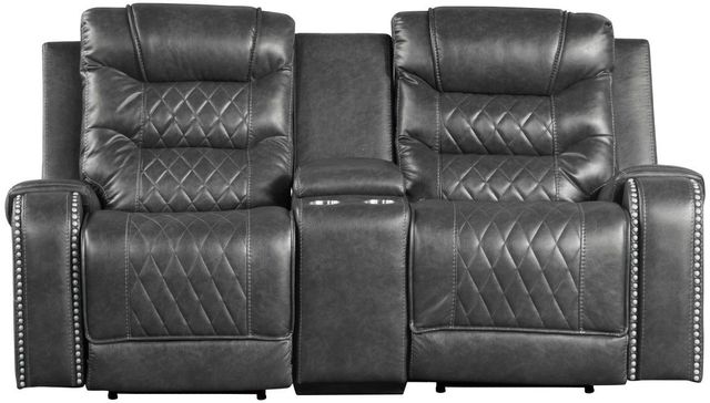 Homelegance® Putnam Gray Power Double Reclining Console Loveseat-2