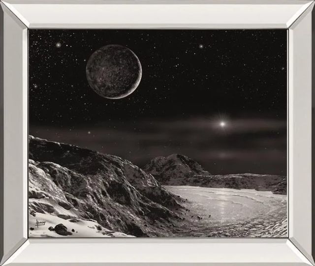 Classy Art Pluto and Charon-Noir by David A Hardy Wall Art-0