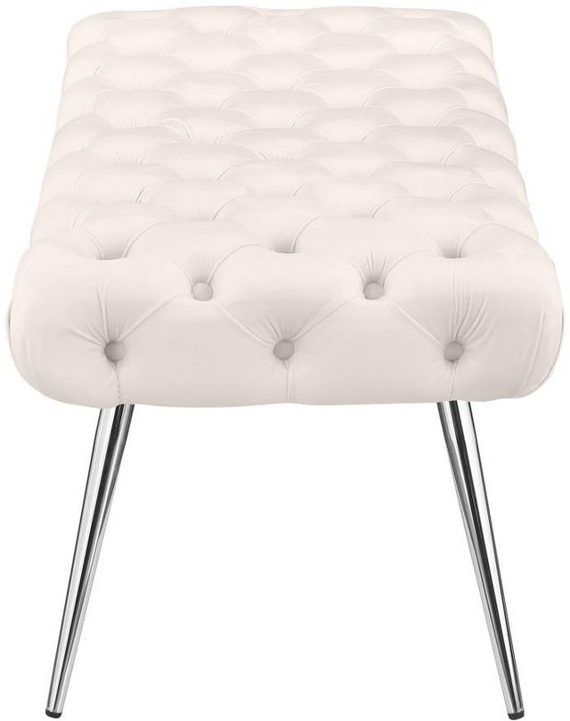 Coaster® Ella Ivory/Stainless Steel Upholstered Bench-2