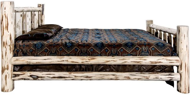 Montana Woodworks® Montana Collection Clear Lacquer Full Bed with Laser Engraved Wolf Design-3