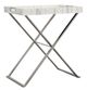 Century® Compositions White Tray Table with Pewter Base-0