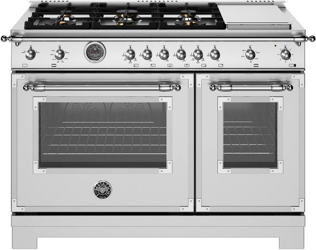 Bertazzoni Heritage Series 48" Fingerprint Resistant Stainless Steel Pro Style Gas Range