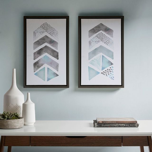 Olliix by Urban Habitat Blue/Grey Set of 2 This and That Way Framed Gel Coat Canvas-1