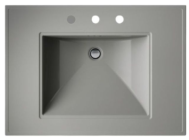 Kohler Memoirs® Stately Thunder Grey 30.75" 3 Faucet Holes Rectangular Pedestal Bathroom Sink-4
