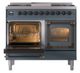 Ilve® Nostalgie II Noblesse 40'' Blue Gray Pro Style Dual Fuel Range with Burnished Trim-3