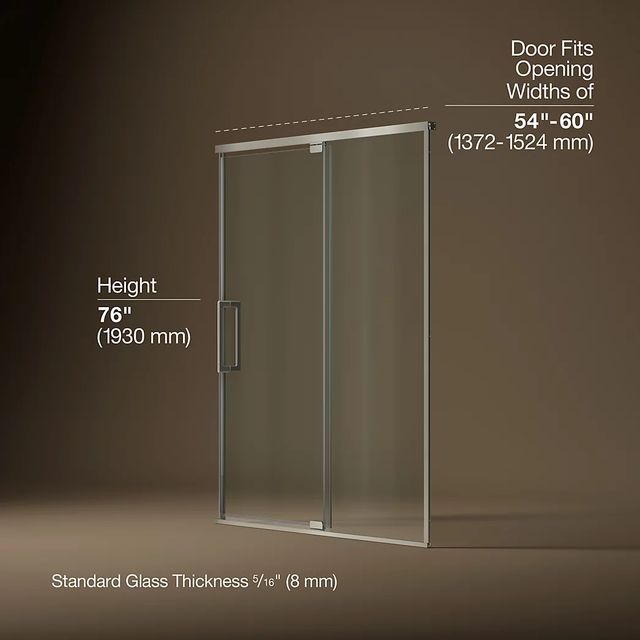 KOHLER Statement™ Anodized Brushed Nickel 76" x 54" - 60" Pivot Shower Door-2