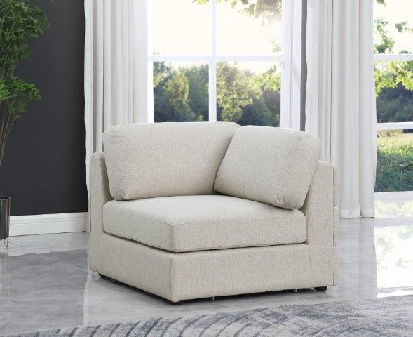 Meridian Furniture Beckham Beige Linen Polyester Modular Corner Chair-3
