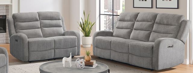American Wholesale Furniture Avanti Gray Power Reclining Loveseat with Headrest-1