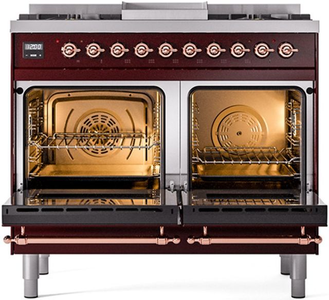 Ilve® Nostalgie II Series 40" Burgundy Pro Style Dual Fuel Range-1