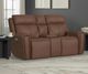 Flexsteel® Warren Classic Brown Leather Power Reclining Loveseat with Console, Power Headrest and Lumbar-1