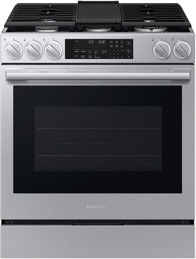 Samsung Bespoke 30" Stainless Steel Smart Slide-In Gas Range with Illuminated Precision Knobs-0