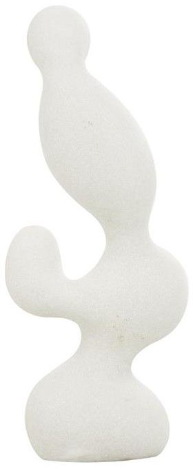 Deco Marche White Polystone Sculpture With Speckled Texturing-2