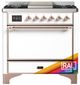 Ilve® Majestic III 36" Custom Pro Style Dual Fuel Liquid Propane Range with Solid Door and Copper Trim-0