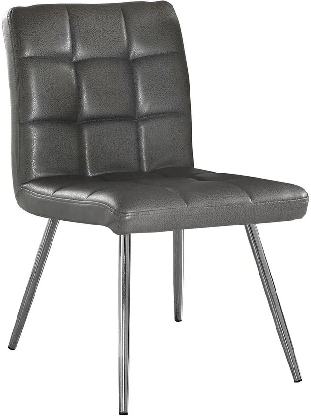 Monarch Specialties Inc. 2-Piece Chrome/Grey Quilted Side Chair Set-0