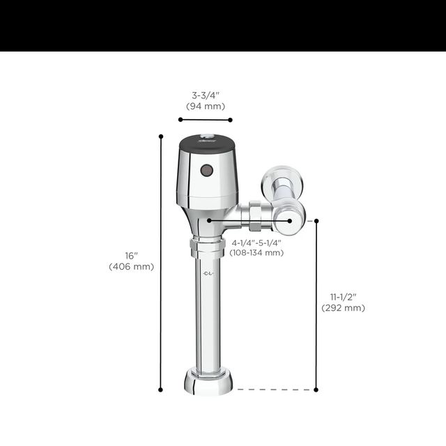 American Standard Selectronic Diaphragm FV Polished Chrome Ultima® Selectronic® Exposed Toilet Flush Valve, Base Model, 1.6 gpf/6.0 Lpf-2