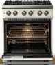 Viking® 5 Series 30" Pure White Pro Style Dual Fuel (LP) Range with Brushed Brass Trim-1