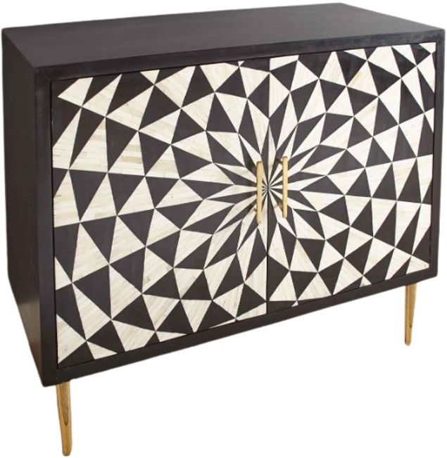 Steve Silver Co. Benzara Black Accent Cabinet with Gold Base-0