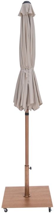 Meridian Furniture Amalfi Beige/Teak Aluminum Outdoor Patio Umbrella and Base-1