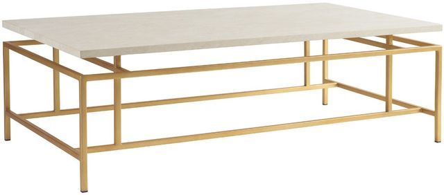 Lexington Home La Costa Pinnacle White Cocktail Table with Satin Gold Base-0