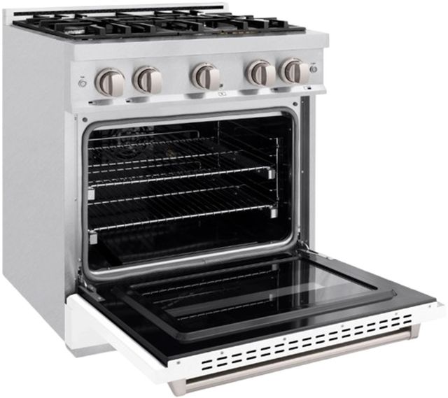 ZLINE Classic Series 36" Satin Stainless Steel Pro Style Dual Fuel Range with White Matte Door-3