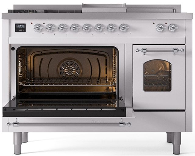 Ilve® Nostalgie II Series 48" White Pro Style Dual Fuel Range-2