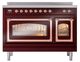 Ilve® Nostalgie II Noblesse 48'' Burgundy Pro Style Induction Range with Copper Trim-1