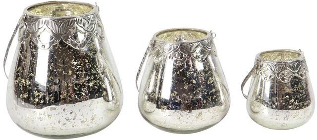 Deco Marche 3-Piece Silver Candle Lantern Set-0
