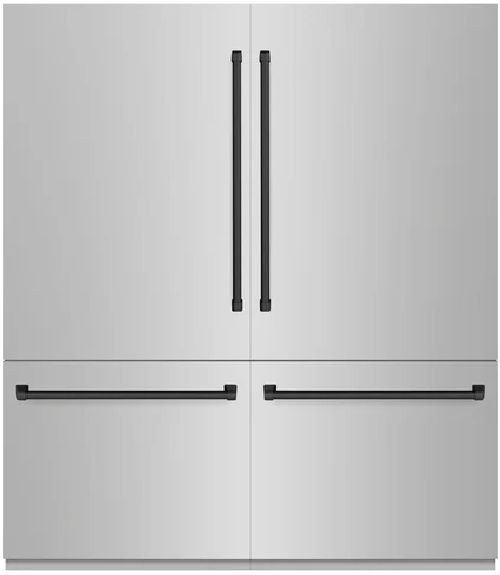 ZLINE Autograph Edition 72" 39.6 Cu. Ft. Stainless Steel Built In French Door Refrigerator with Graphite Gray Interior and Matte Black Accents-0