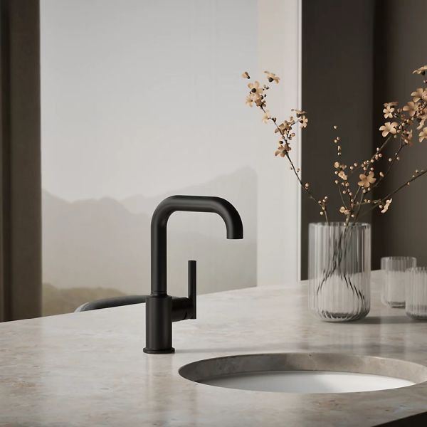 KOHLER® Purist® Matte Black Single-Handle Bar Sink Faucet-1