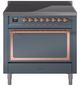 Ilve® Nostalgie II Noblesse 36'' Blue Gray Pro Style Induction Range with Copper Trim-0