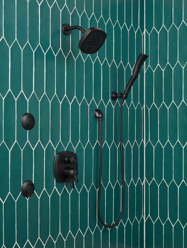 Delta Universal Showering Matte Black H2Okinetic® Single-Setting Adjustable Wall Mount Hand Shower-1