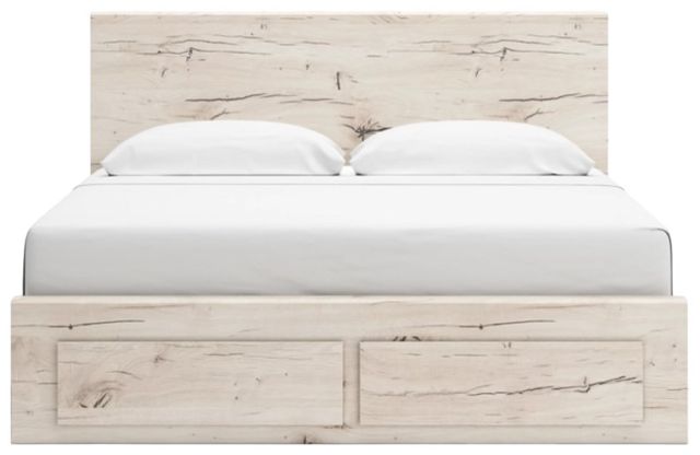 Benchcraft® Lawroy Light Natural King Panel Bed with 6-Drawer Storage-3