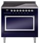 Ilve® Nostalgie II Noblesse 36'' Midnight Blue Pro Style Induction Range with Chrome Trim-0