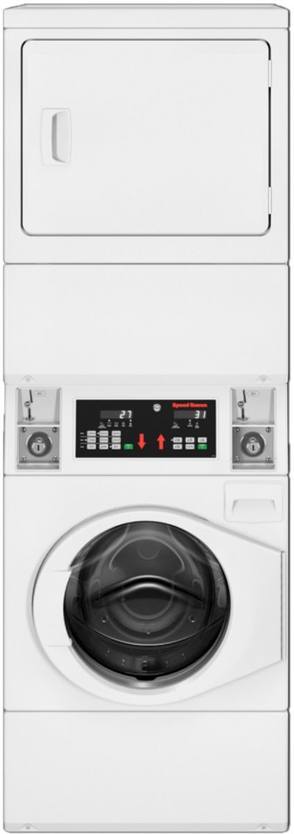 Speed Queen® Commercial 3.42 Cu. Ft. Washer, 7.0 Cu. Ft. Dryer White Electric Stack Laundry-1