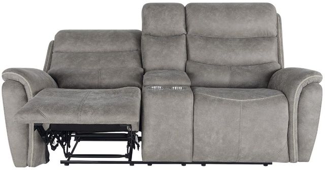 New Classic® Home Furnishings Kamari Gray Dual Manual Reclining Console Loveseat-3