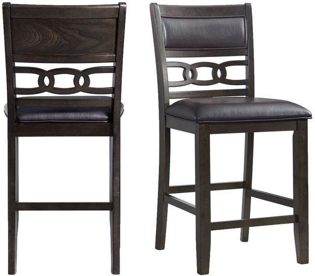 Elements International Amherst Walnut Counter Faux Leather Side Chair-2