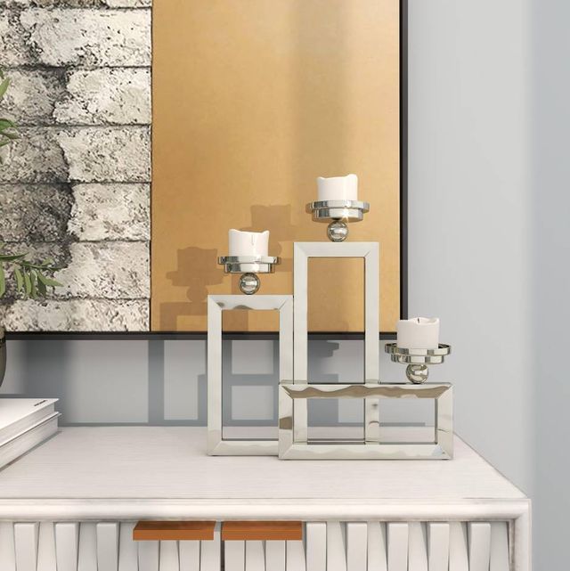 Deco Marche Silver Open Frame Candelabra with Various Rectangles-4