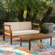 Linon Corolla Brown/Beige Acacia/Fabric Outdoor Conversation Set-1