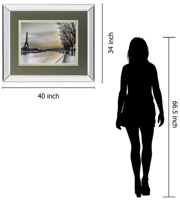 Classy Art River Seine and the Eiffel Tower by Assaf Frank Mirror Framed Wall Art-2