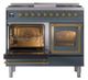 Ilve® Nostalgie II Noblesse 40'' Blue Gray Pro Style Dual Fuel Range with Brass Trim-3