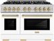 ZLINE Select Autograph Edition 48" Satin Stainless Steel Convection Pro Style Gas Range with White Matte Door and Champagne Bronze Accents-0