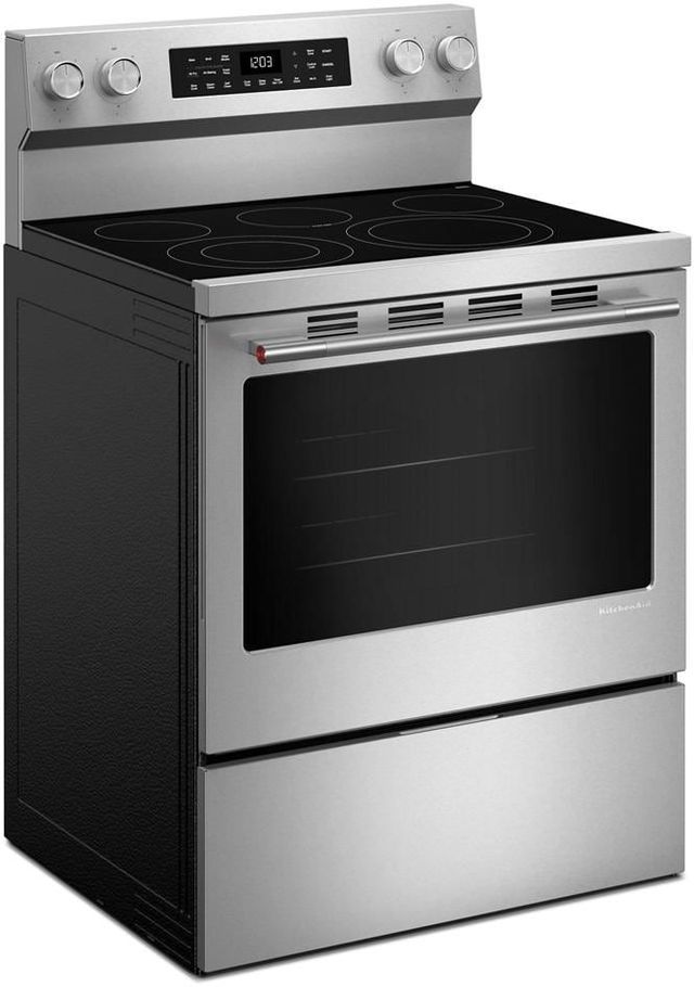 KitchenAid® 30'' PrintShield™ Stainless Steel Smart Freestanding Electric Range with Convection Cooking Modes-4