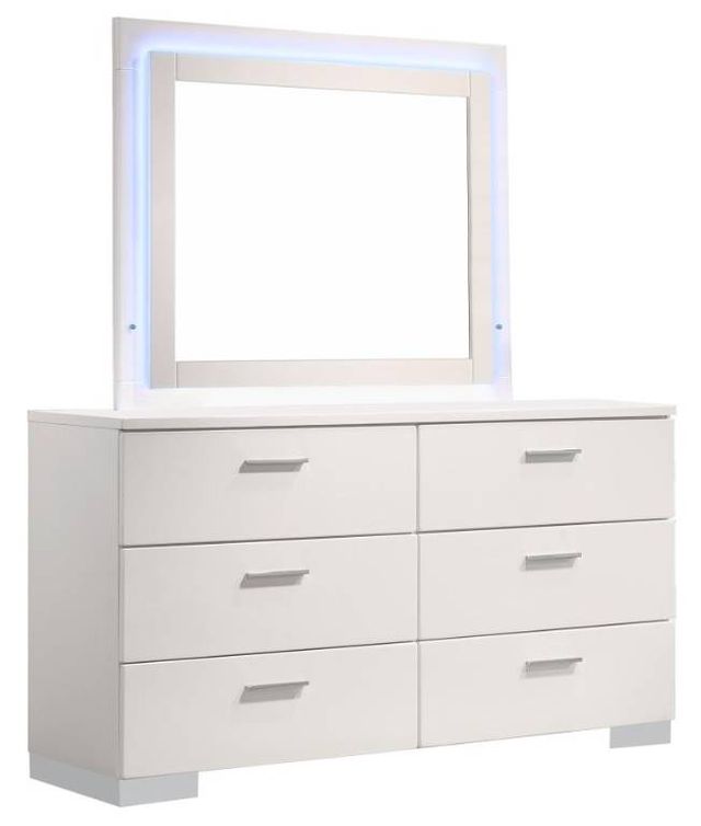 Coaster® Felicity Glossy white Dresser with LED Mirror-0