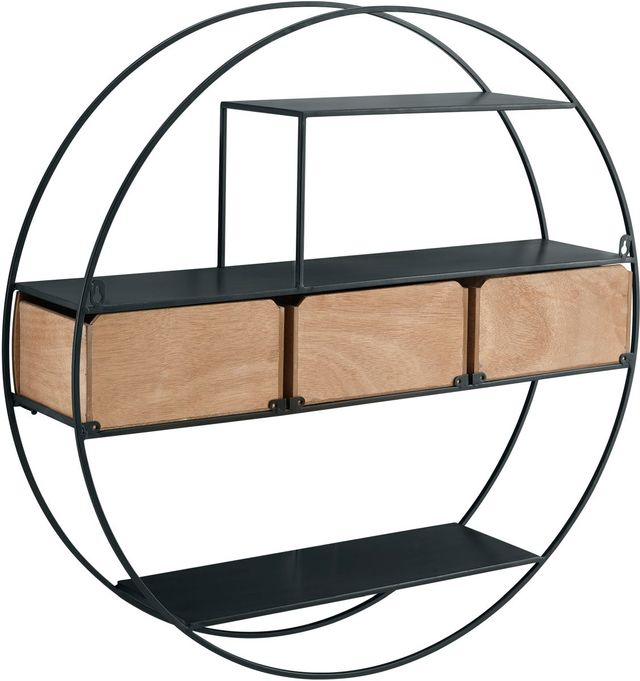 Linon Nerissa Black/Brown Wall Shelf-2