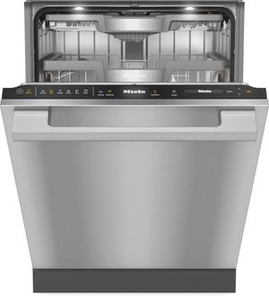 Front view of the Miele 24" Clean Touch Steel Top Control Built In Dishwasher