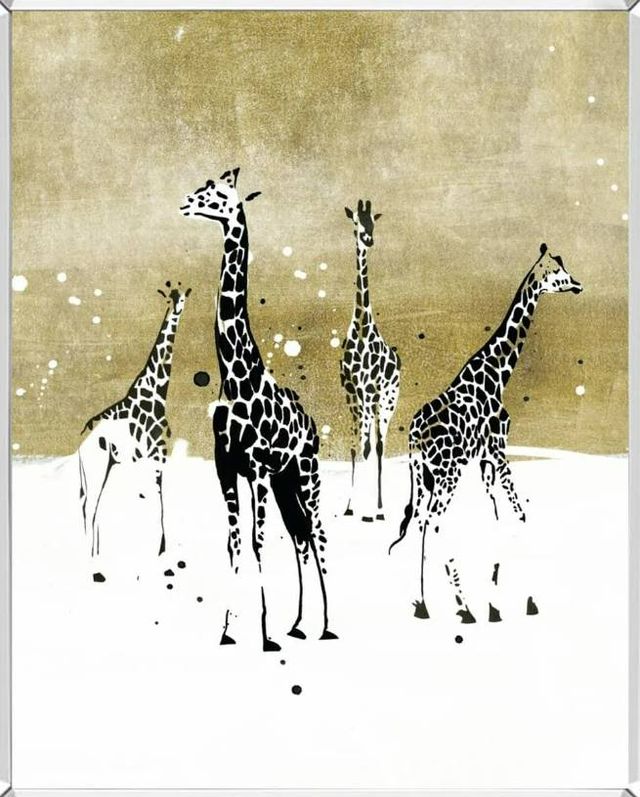 Classy Art Spotted Giraffe I by Annie Warren Mirrored Frame Wall Art-1