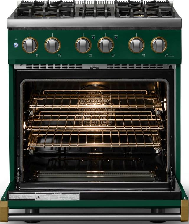 Viking® 5 Series 30" Ivy Pro Style Dual Fuel (NG) Range with Brushed Brass Trim-1