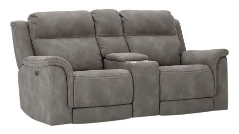 Causeuse à inclinaison électrique avec console Next-Gen DuraPella de Signature Design by Ashley® - Ardoise