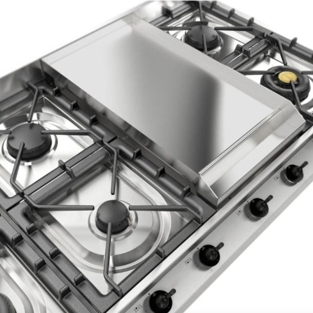Ilve Nostalgie II 48” Stainless Steel Gas Cooktop with 8 Burners, Griddle and Burnished Trim-4