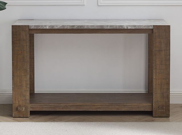 Steve Silver Co. Libby Gray Sofa Table with Dusty Caramel Base-1